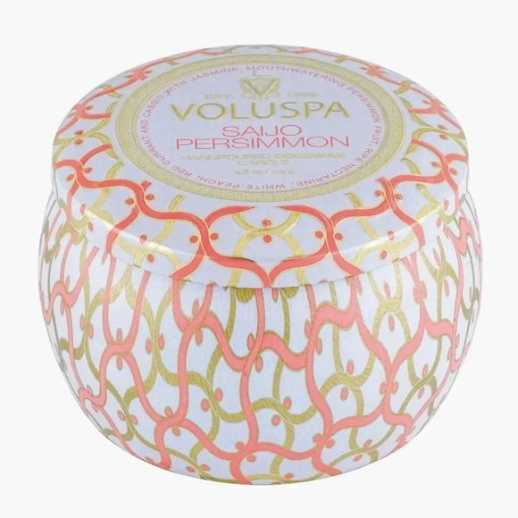 NEW VOLUSPA SINGLE WICK TIN CANDLE SAIGO PERSIMMON SCENT 4oz. - Picture 3 of 12